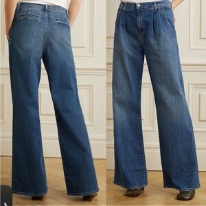 Nili Lotan 26 Flora Trouser Jeans Pleated High Waist Wide Leg Blue